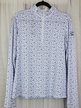 Straight Down pickleball print Long-Sleeve Half-Zip Top SPF 50. Size L
